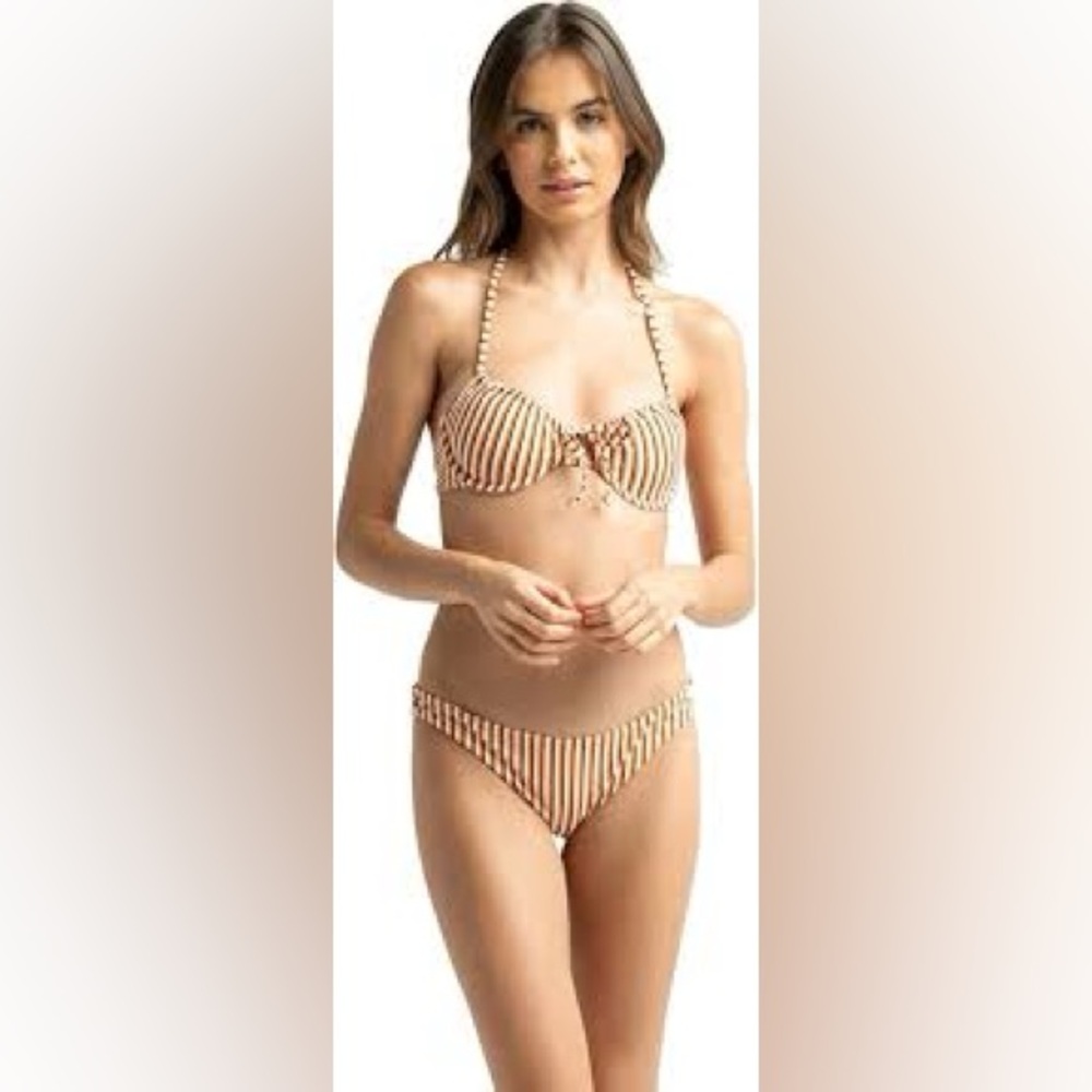 NWT Roxy Orange/White Regular Coverage Bikini Set Small - Picture 3 of 7